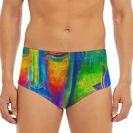 Colorful Buddha Print Men's Triangle Swim Briefs