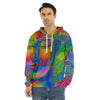 Colorful Buddha Print Men's Velvet Pullover Hoodie