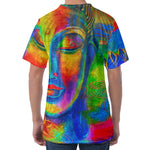 Colorful Buddha Print Men's Velvet T-Shirt