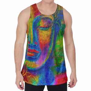 Colorful Buddha Print Men's Velvet Tank Top