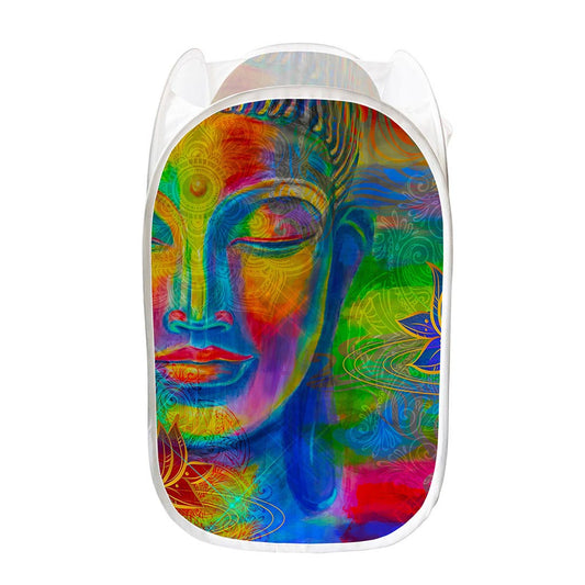 Colorful Buddha Print Mesh Laundry Hamper
