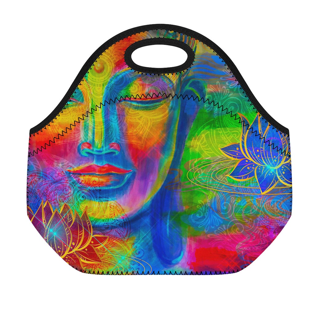 Colorful Buddha Print Neoprene Lunch Bag