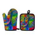 Colorful Buddha Print Oven Mitt And Pot Holder Set