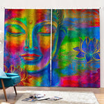 Colorful Buddha Print Pencil Pleat Curtains