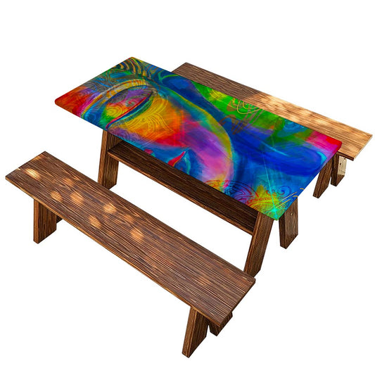 Colorful Buddha Print Picnic Table Cover