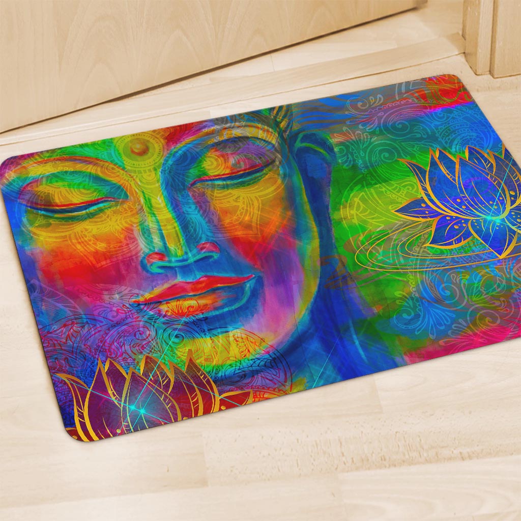 Colorful Buddha Print Polyester Doormat