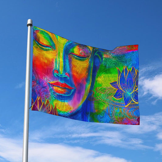 Colorful Buddha Print Polyester Flag