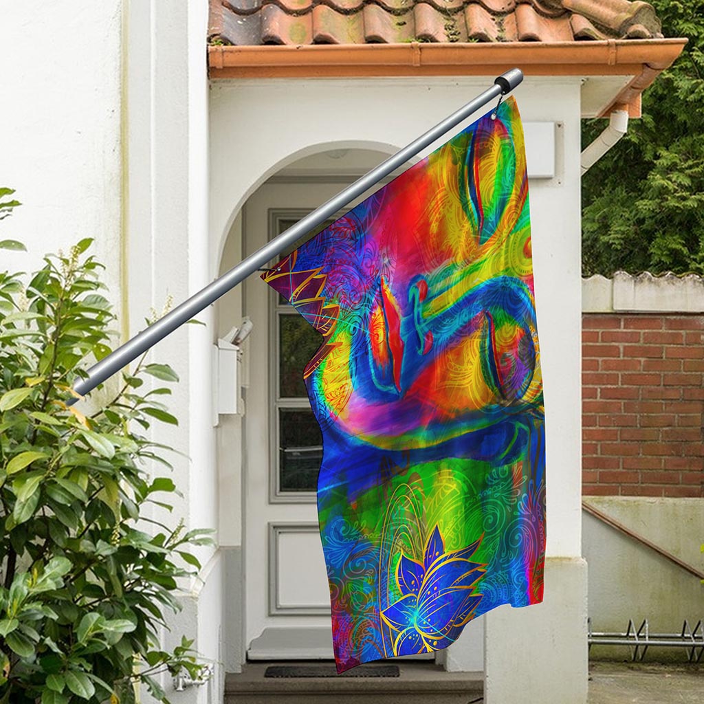 Colorful Buddha Print Polyester Flag