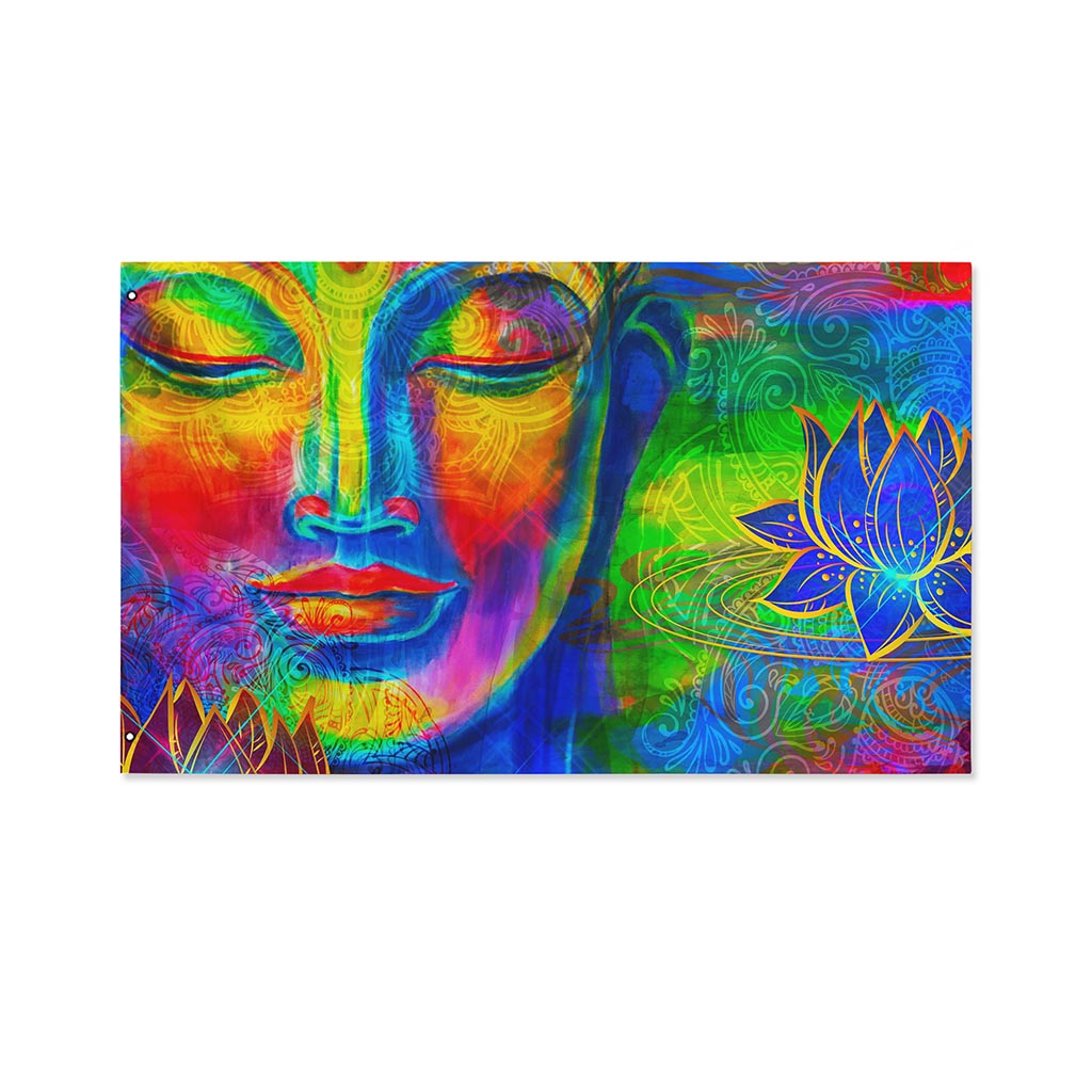 Colorful Buddha Print Polyester Flag