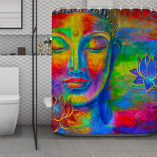 Colorful Buddha Print Polyester Shower Curtain