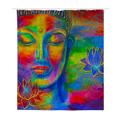 Colorful Buddha Print Polyester Shower Curtain
