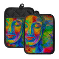Colorful Buddha Print Pot Holders With Pocket