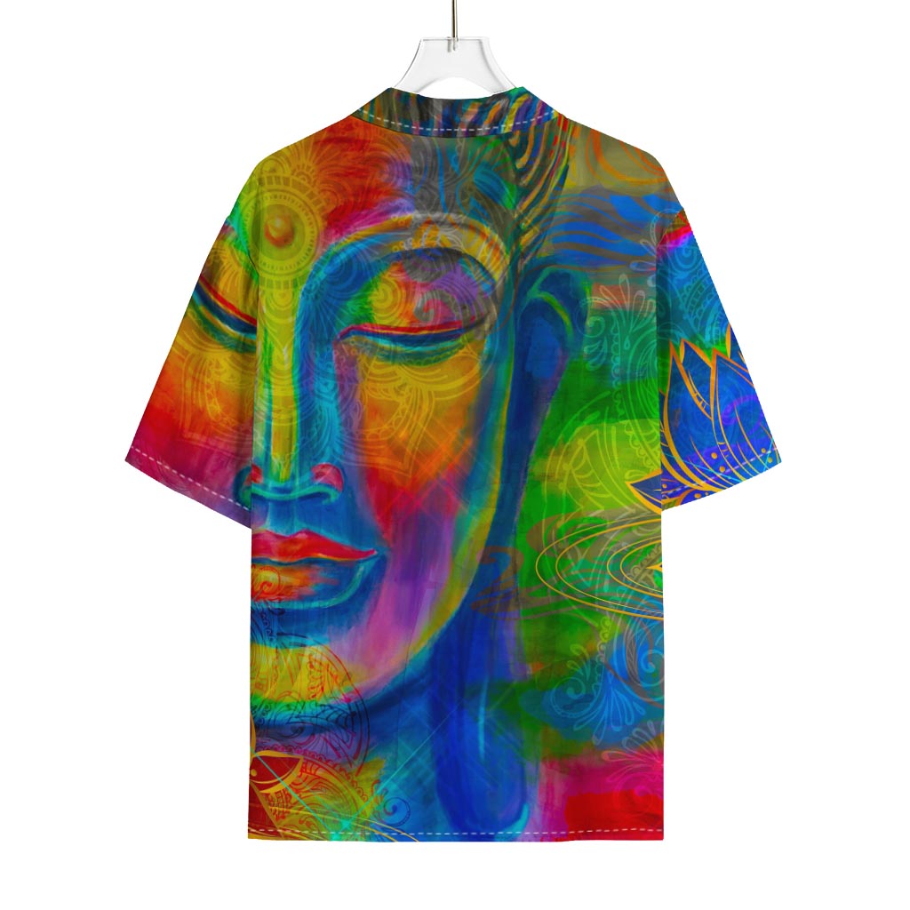 Colorful Buddha Print Rayon Hawaiian Shirt