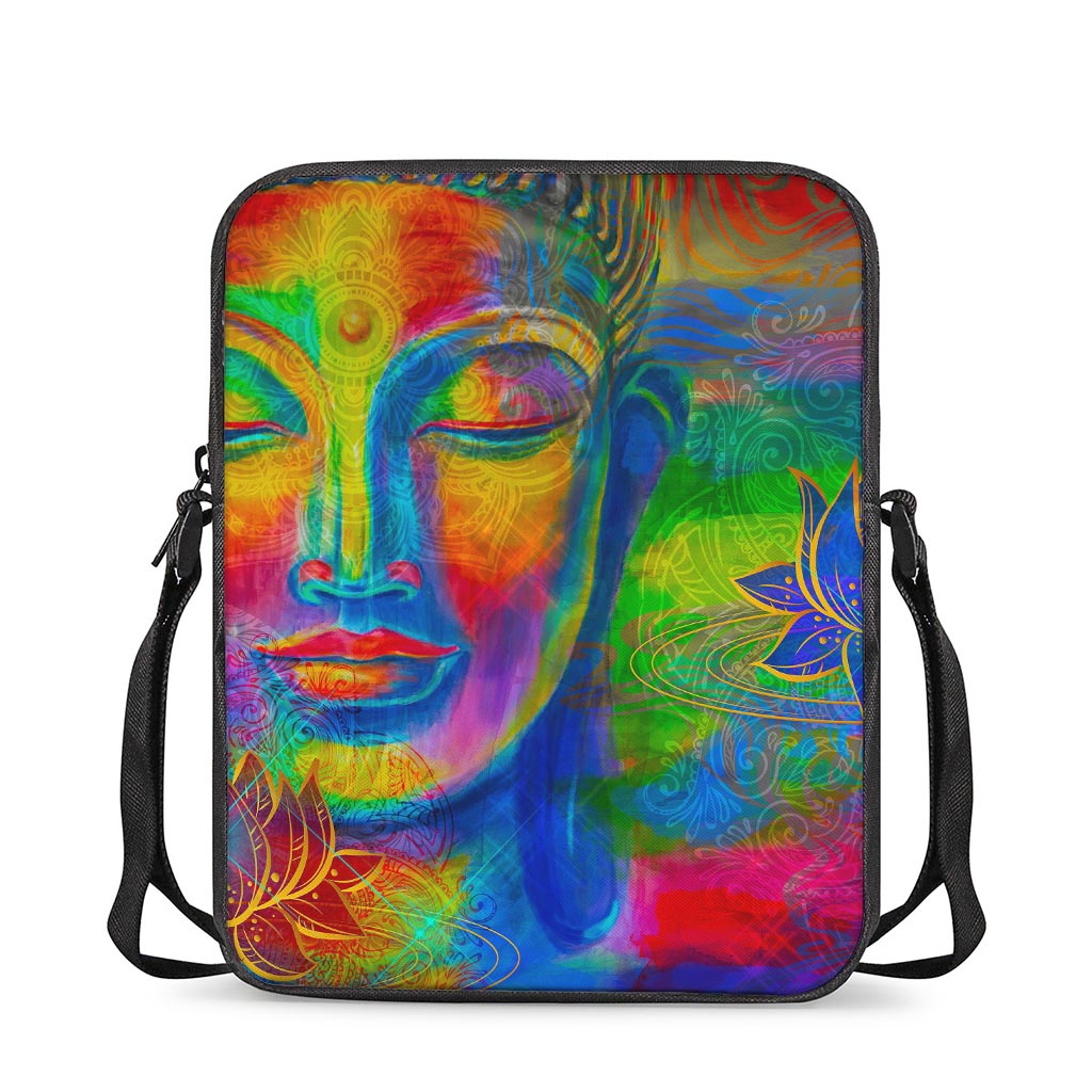 Colorful Buddha Print Rectangular Crossbody Bag