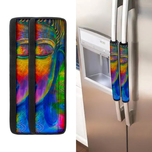 Colorful Buddha Print Refrigerator Handle Covers