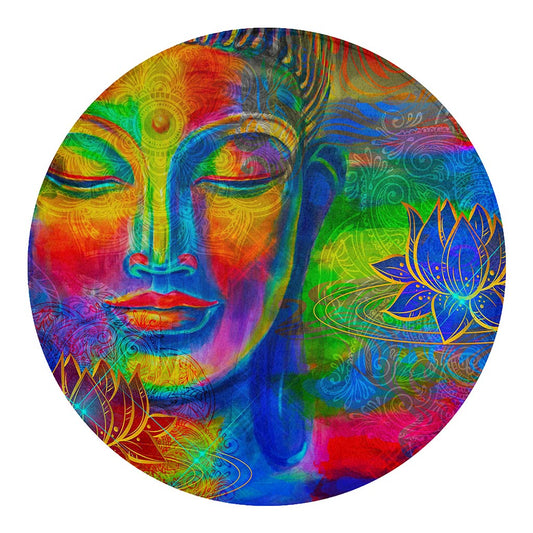 Colorful Buddha Print Round Blanket
