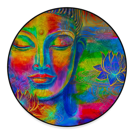 Colorful Buddha Print Round Floor Mat