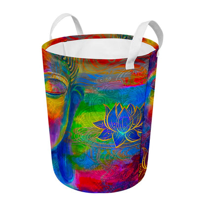 Colorful Buddha Print Round Laundry Basket