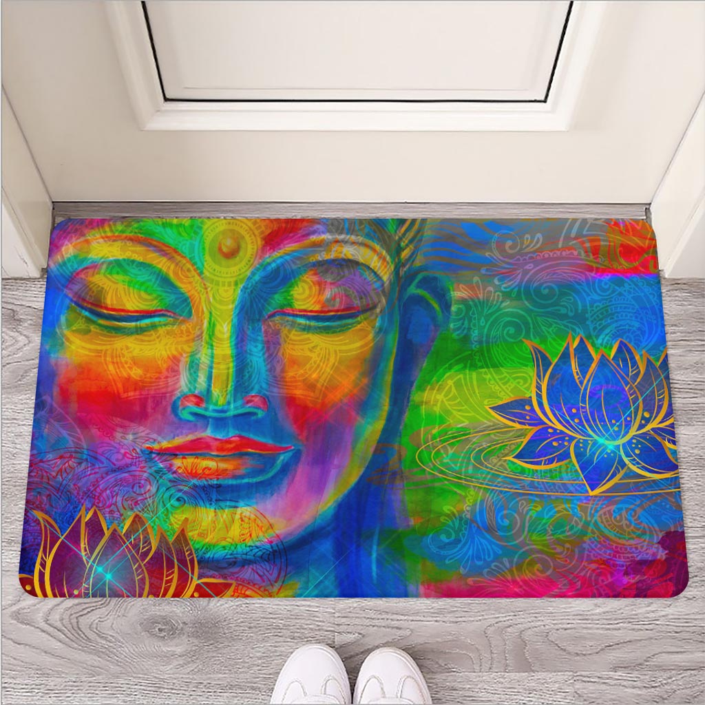 Colorful Buddha Print Rubber Doormat