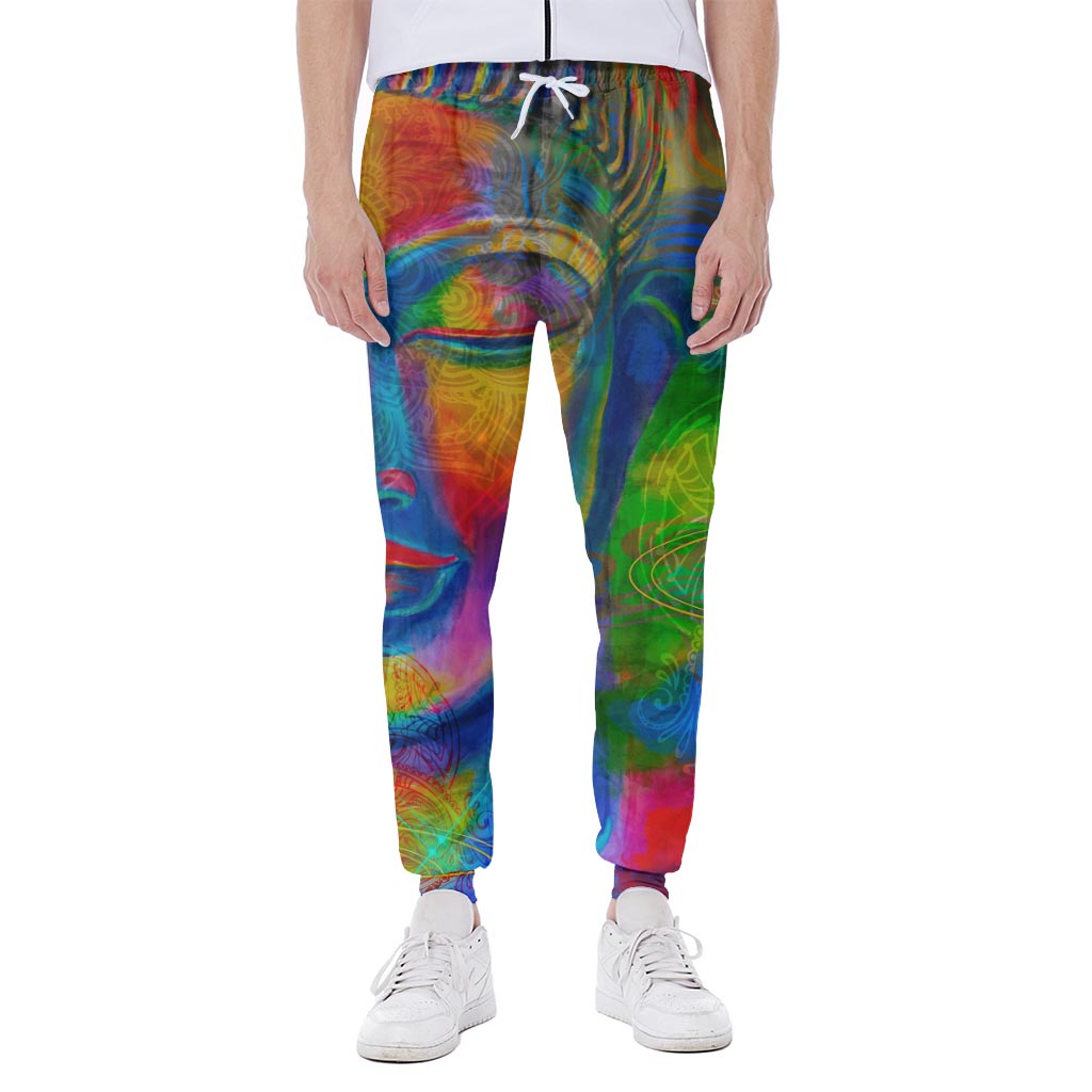 Colorful Buddha Print Scuba Joggers