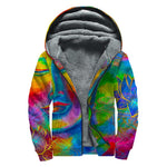 Colorful Buddha Print Sherpa Lined Zip Up Hoodie