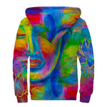 Colorful Buddha Print Sherpa Lined Zip Up Hoodie