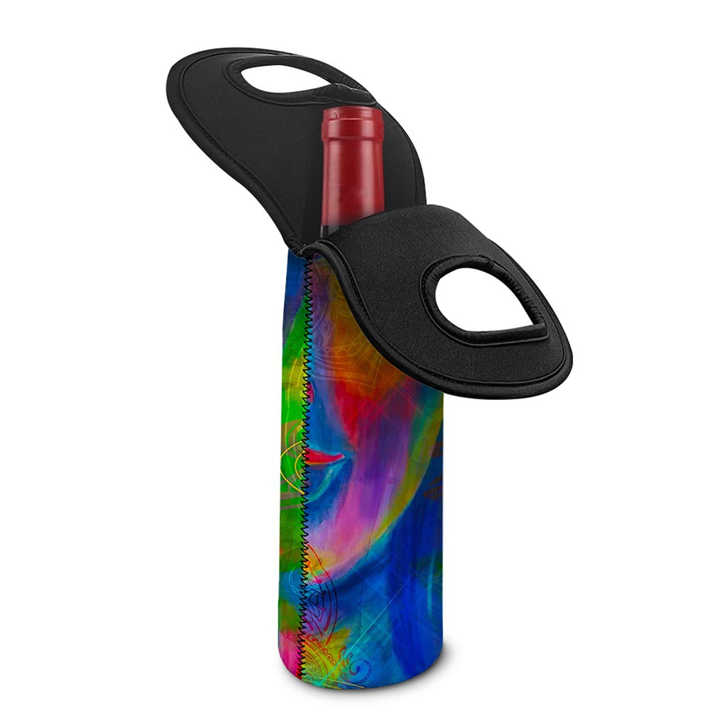 Colorful Buddha Print Single Neoprene Wine Tote