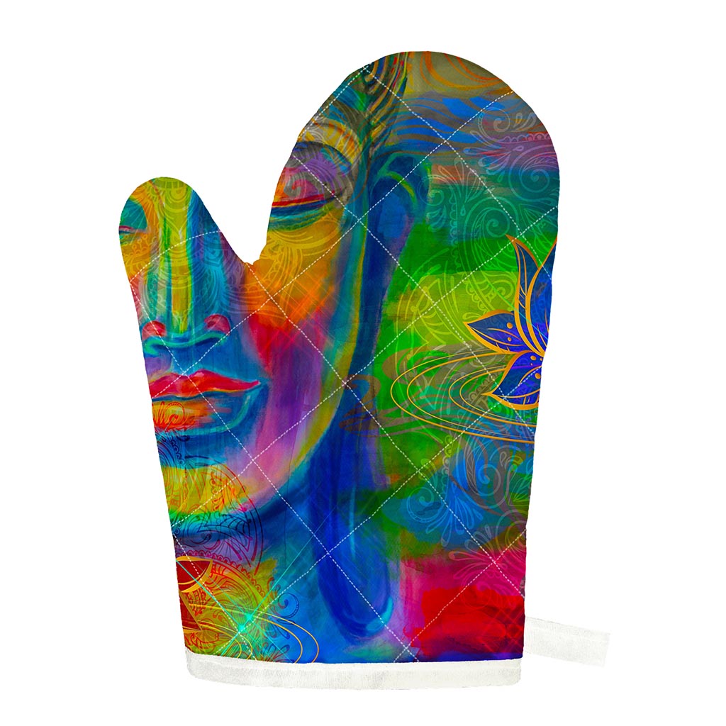 Colorful Buddha Print Single Oven Mitt