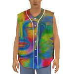 Colorful Buddha Print Sleeveless Baseball Jersey