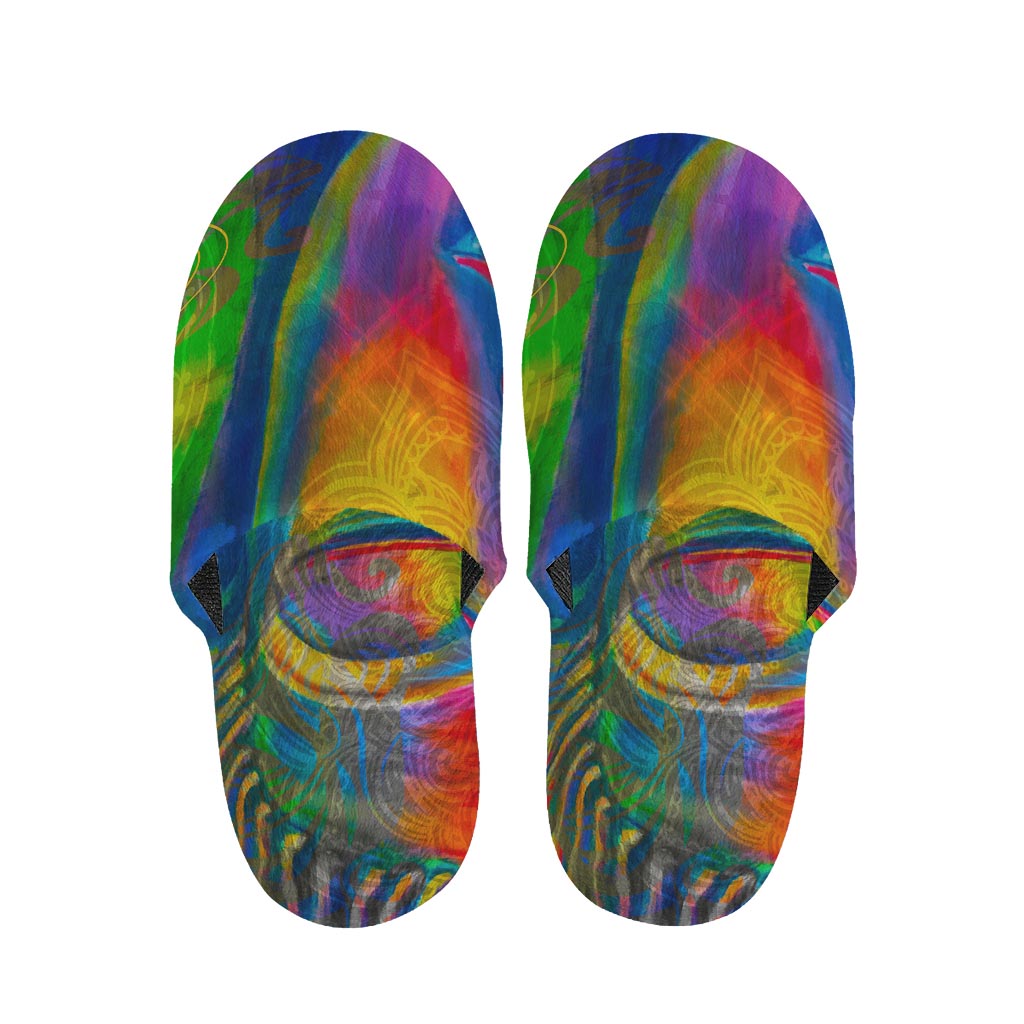Colorful Buddha Print Slippers