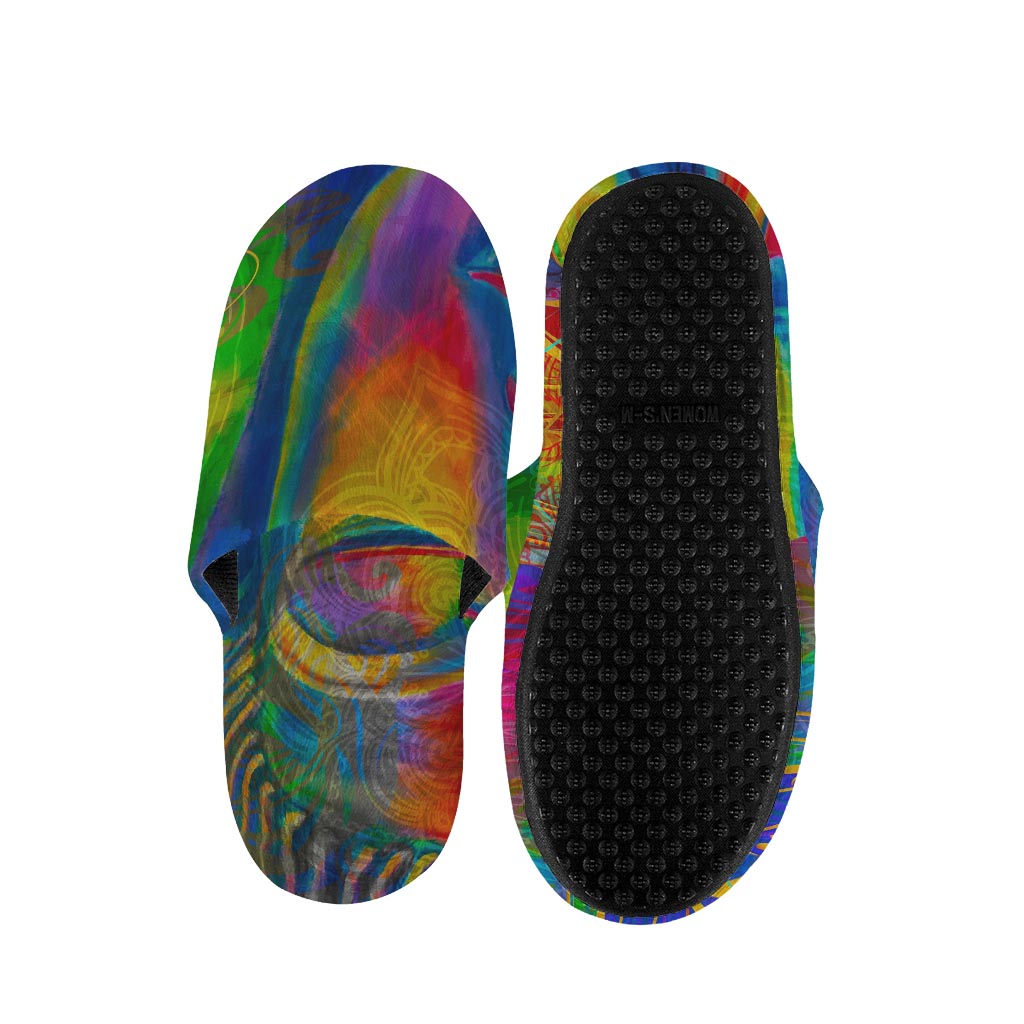 Colorful Buddha Print Slippers