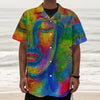 Colorful Buddha Print Textured Short Sleeve Shirt