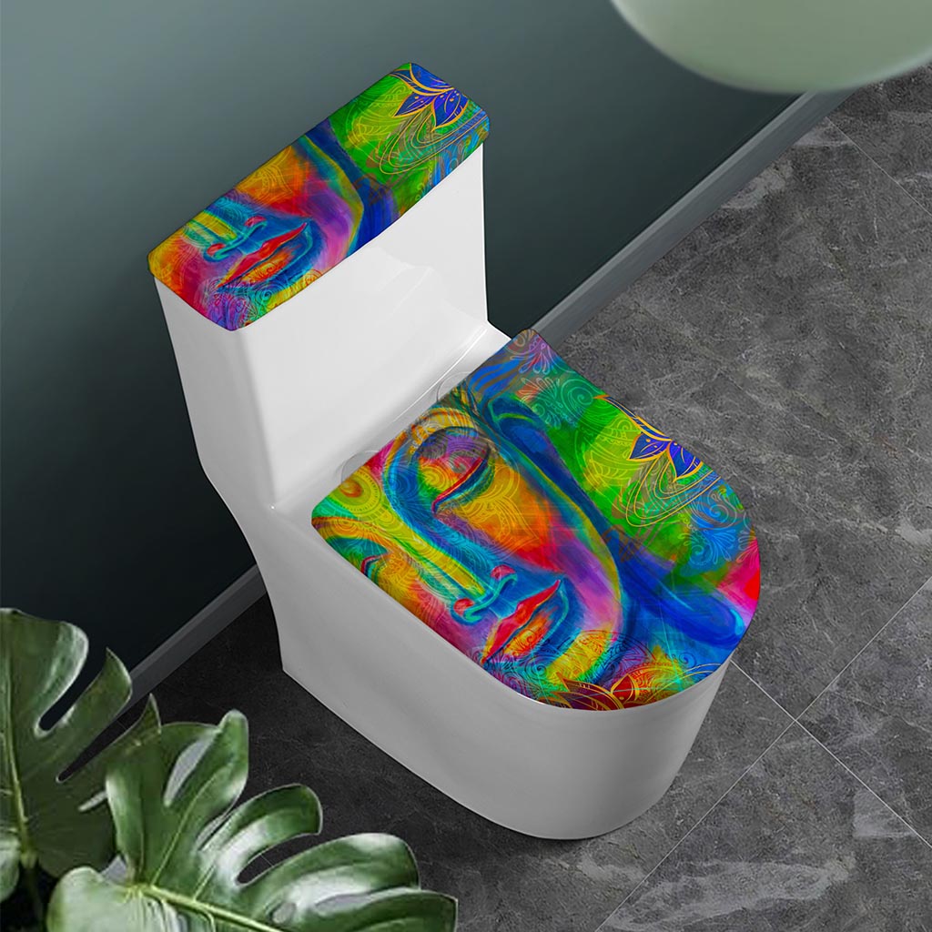 Colorful Buddha Print Toilet Lid And Tank Cover Set