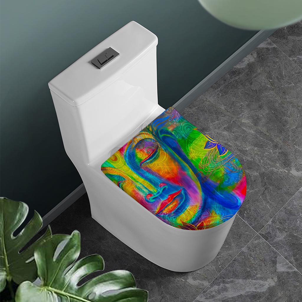 Colorful Buddha Print Toilet Lid Cover