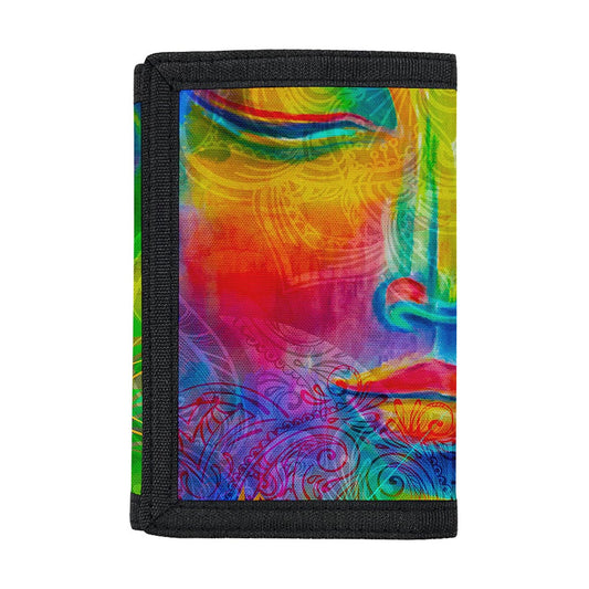 Colorful Buddha Print Trifold Wallet