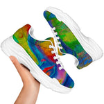 Colorful Buddha Print White Chunky Shoes