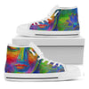 Colorful Buddha Print White High Top Sneakers