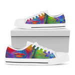 Colorful Buddha Print White Low Top Sneakers