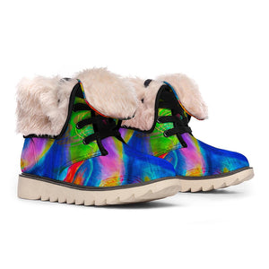 Colorful Buddha Print Winter Boots