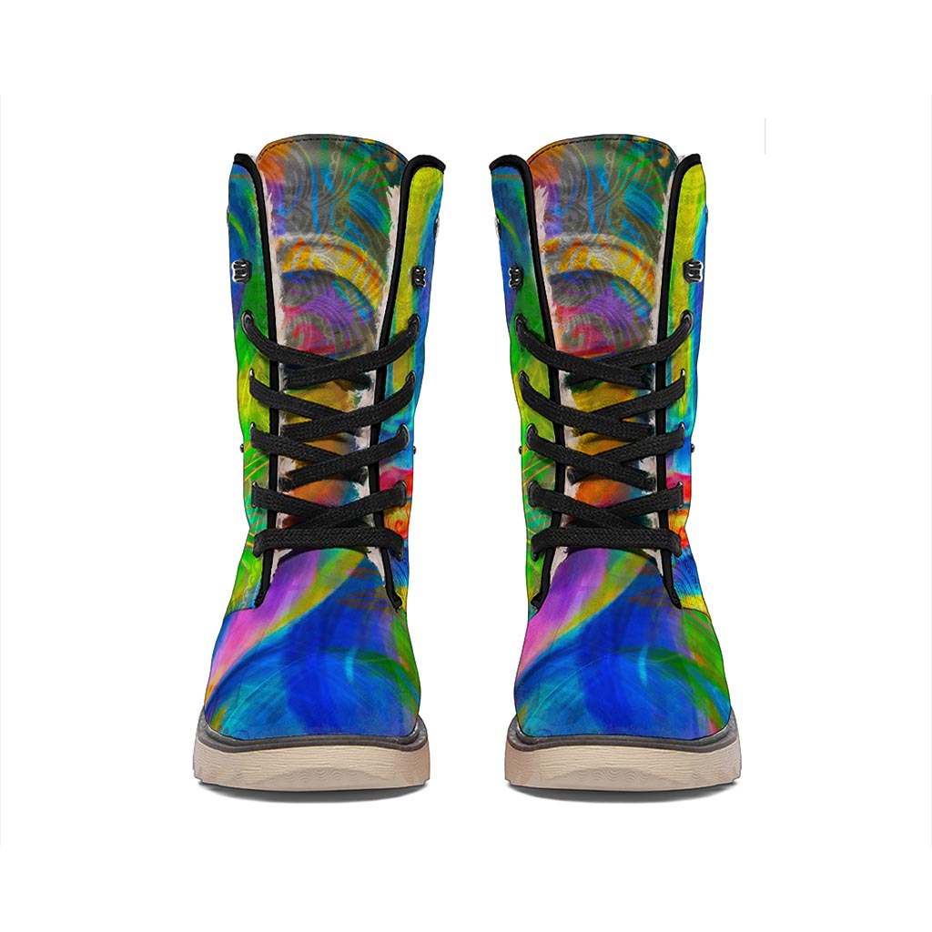 Colorful Buddha Print Winter Boots