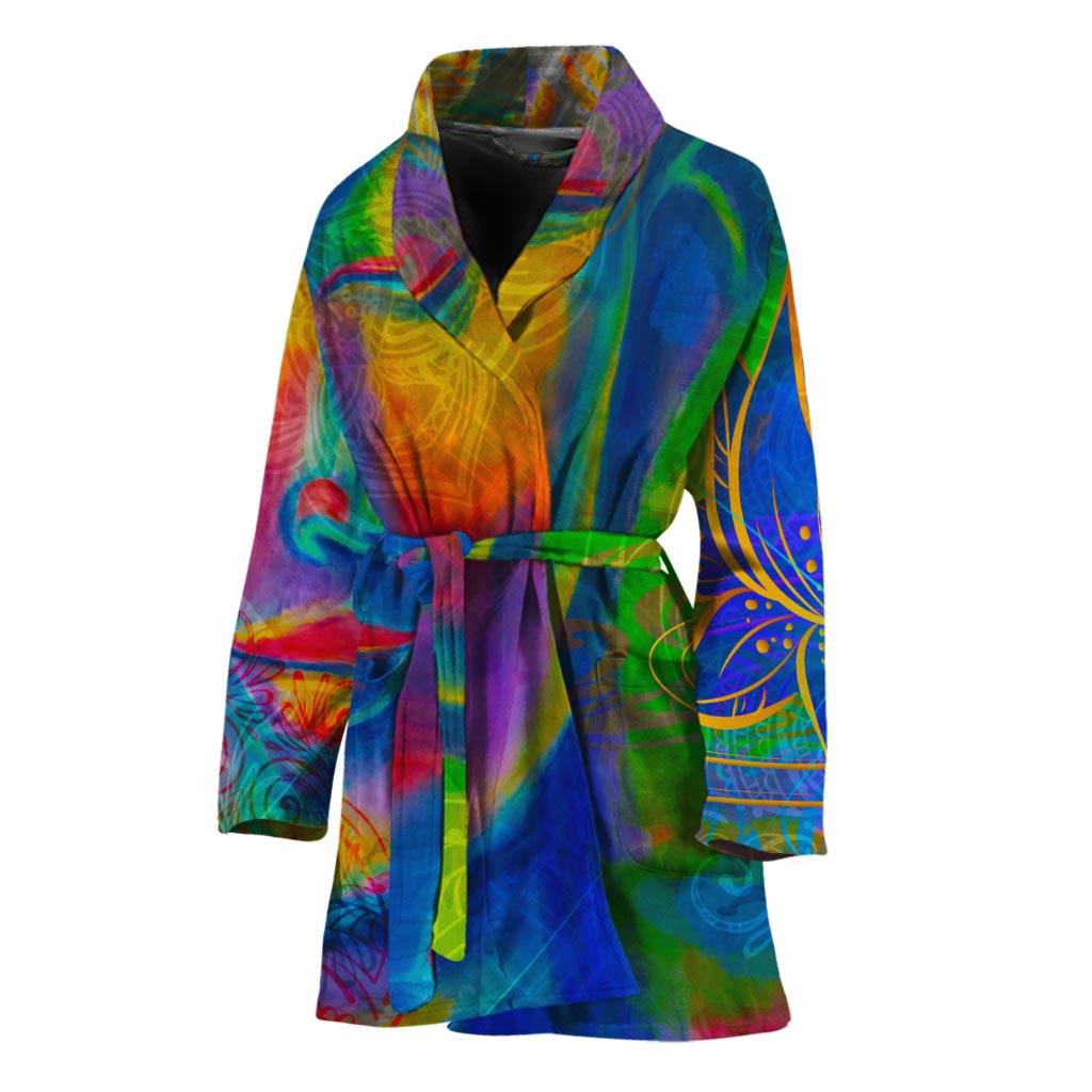 Colorful Buddha Print Women's Bathrobe