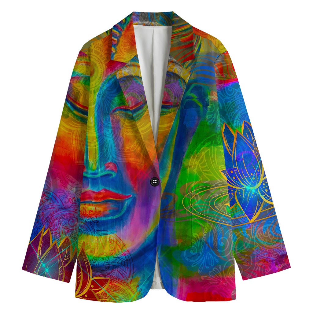 Colorful Buddha Print Women's Blazer