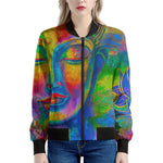 Colorful Buddha Print Women's Bomber Jacket