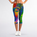 Colorful Buddha Print Women's Capri Leggings