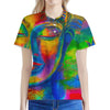 Colorful Buddha Print Women's Polo Shirt