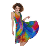 Colorful Buddha Print Women's Sleeveless Dress