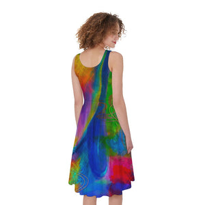 Colorful Buddha Print Women's Sleeveless Dress