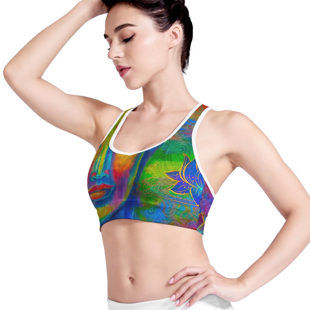 Colorful Buddha Print Women's Sports Bra