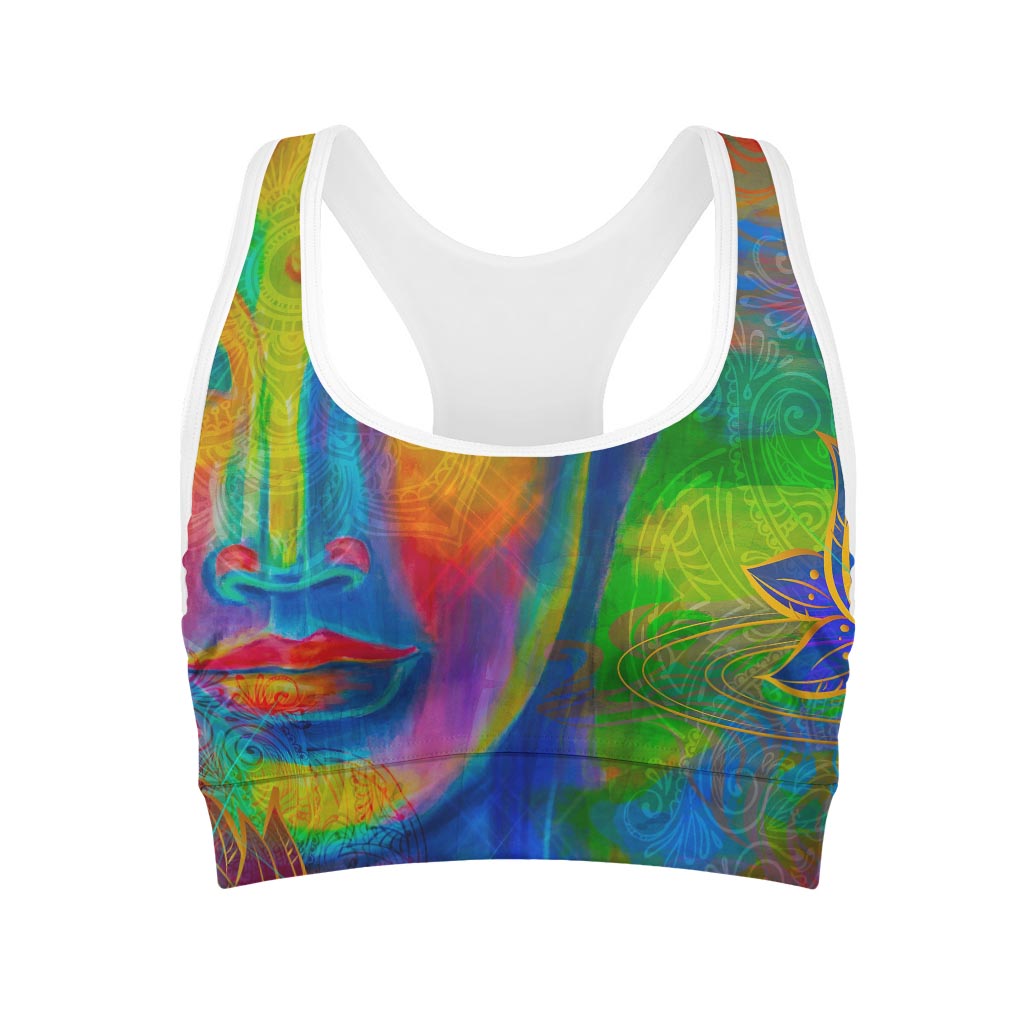 Colorful Buddha Print Women's Sports Bra