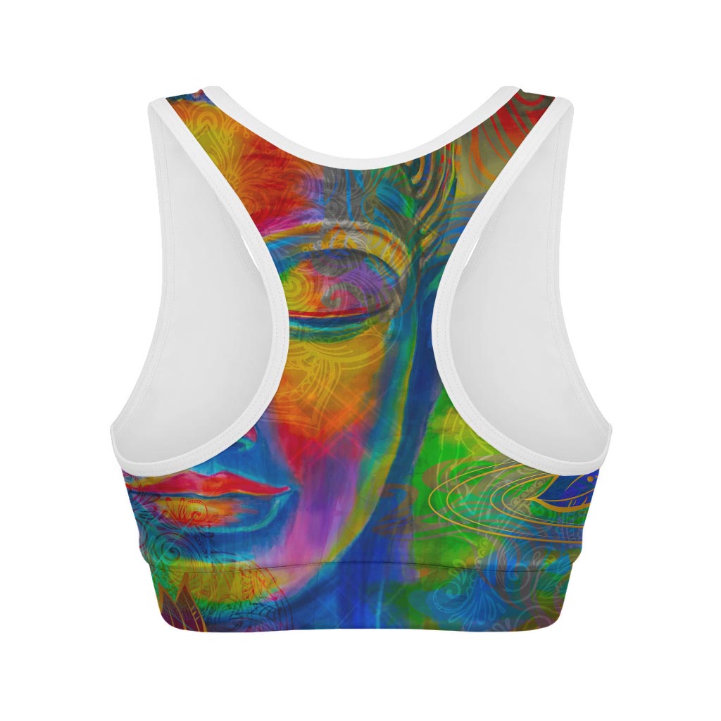 Colorful Buddha Print Women's Sports Bra